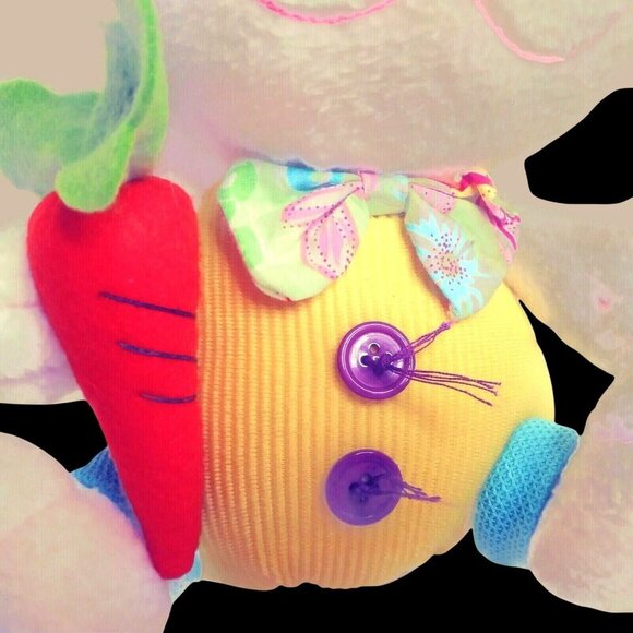 PRIMA Creations Easter Decor Bunny Rabbit 15" White Bow Tie Carrot NOT A TOY - Picture 6 of 8